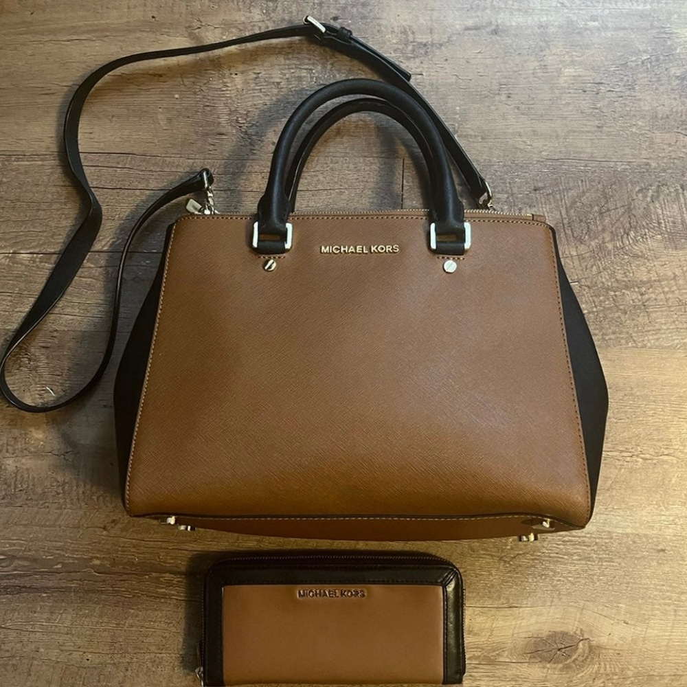 Michael Kors Tan and Black Satchel